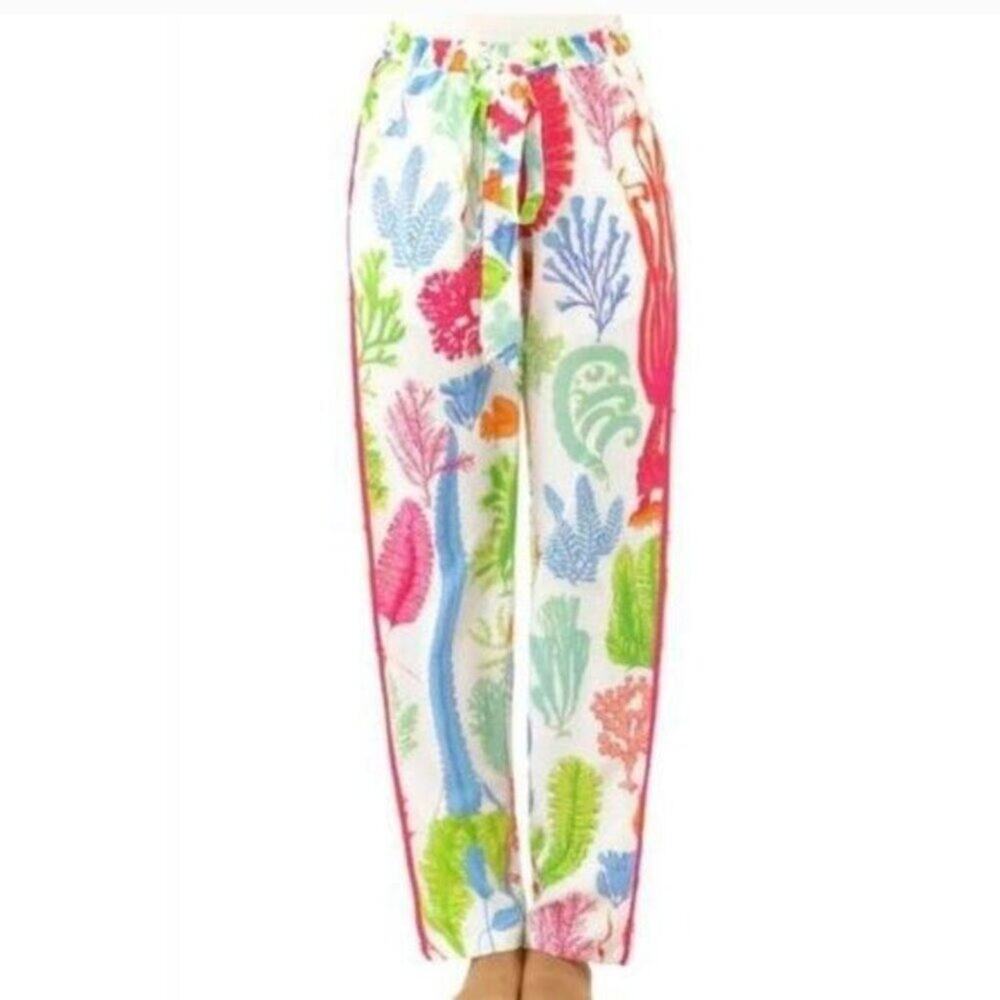 GRETCHEN SCOTT bon voyage pants in sea sway brights women's Size Large NEW